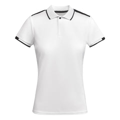 Polo Tamil Woman PO0409 Mujer Blanco/Negro personalizable con bordado, serigrafia y DTF | LogoLider