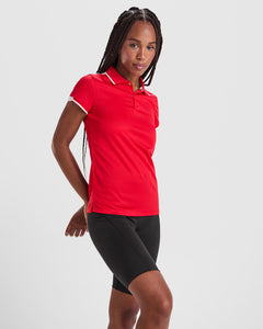 Polo Tamil Woman PO0409 Mujer Blanco/Negro personalizable con bordado, serigrafia y DTF | LogoLider