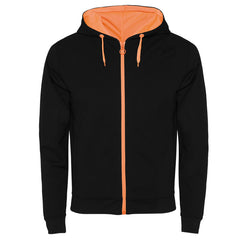 Sudadera Fuji SU1105 Hombre Negro/Naranja Fluor personalizable con bordado, serigrafia y DTF | LogoLider