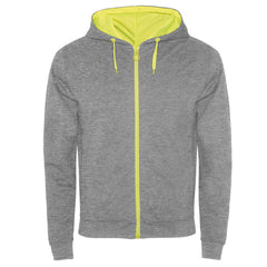 Sudadera Fuji SU1105 Hombre Gris/Amarillo Fluor personalizable con bordado, serigrafia y DTF | LogoLider