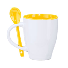 Tazas y vajilla AKEBIA MD4008 Blanco/amarillo personalizable con tu logo | LogoLider