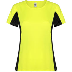 Camiseta Shanghai Woman CA6648 Mujer Amarillo Fluor/ Negro personalizable con bordado, serigrafia y DTF | LogoLider