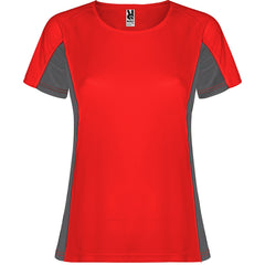 Camiseta Shanghai Woman CA6648 Mujer Rojo/Plomo Oscuro personalizable con bordado, serigrafia y DTF | LogoLider