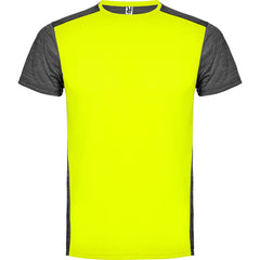 Camiseta Zolder CA6653 Hombre Amarillo Fluor/Negro Vigore personalizable con bordado, serigrafia y DTF | LogoLider