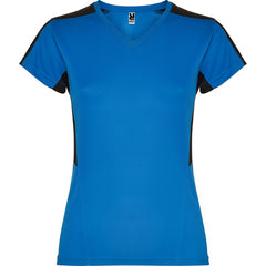 Camiseta Suzuka CA6657 Mujer Royal/Negro personalizable con bordado, serigrafia y DTF | LogoLider