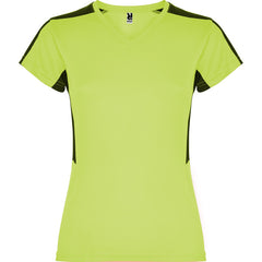 Camiseta Suzuka CA6657 Mujer Lima Punch/Negro personalizable con bordado, serigrafia y DTF | LogoLider