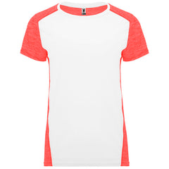 Camiseta Zolder Woman CA6663 Mujer Blanco/Coral Fluor Vigore personalizable con bordado, serigrafia y DTF | LogoLider