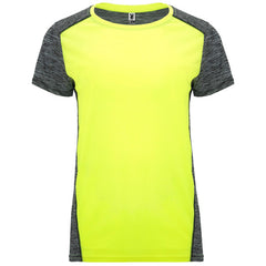 Camiseta Zolder Woman CA6663 Mujer Amarillo Fluor/Negro Vigore personalizable con bordado, serigrafia y DTF | LogoLider