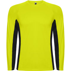 Camiseta Shanghai L/S CA6670 Hombre Amarillo Fluor/ Negro personalizable con bordado, serigrafia y DTF | LogoLider