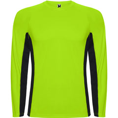 Camiseta Shanghai L/S CA6670 Hombre Verde Fluor/Negro personalizable con bordado, serigrafia y DTF | LogoLider