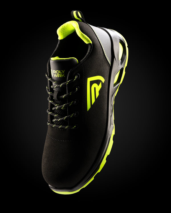 Zapato laboral Ceryson ZL8383 Unisex Negro/ Amarillo Fluor personalizable con bordado, serigrafia y DTF | LogoLider