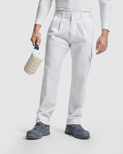 Pantalon Pintor PA9102 Hombre Blanco personalizable con bordado, serigrafia y DTF | LogoLider