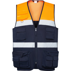 Prenda alta visibilidad Beta HV9323 Unisex Marino/Naranja Fluor personalizable con bordado, serigrafia y DTF | LogoLider
